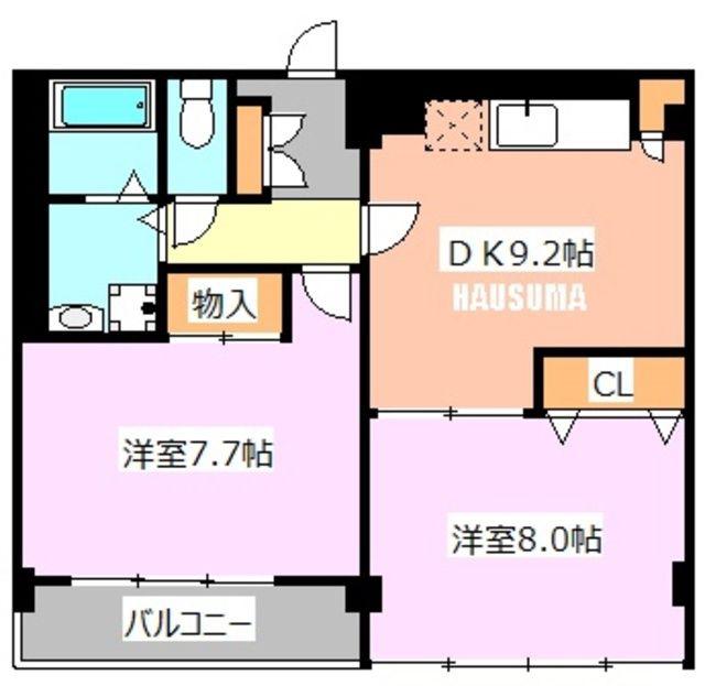 上中里ハイツ(2DK/3階)の間取り写真