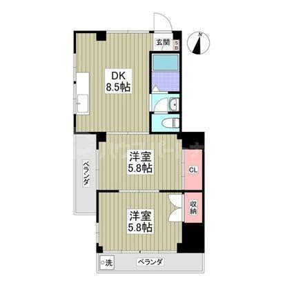 山光ハイムII(2DK/2階)の間取り写真