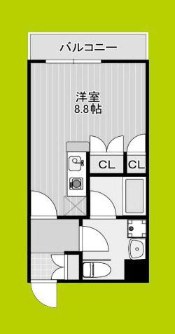 アスリート本町西(ワンルーム/6階)の間取り写真