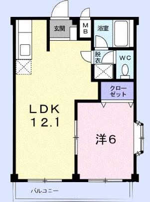 ハイツクリアスA(1LDK/2階)の間取り写真