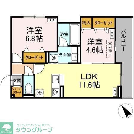 D-ガルデニア(2LDK/2階)の間取り写真
