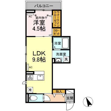 Dレジデンス大和田(1LDK/3階)の間取り写真
