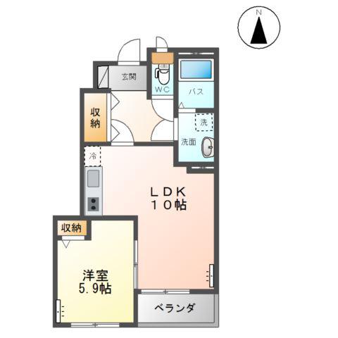 シーズンワンB(1LDK/1階)の間取り写真