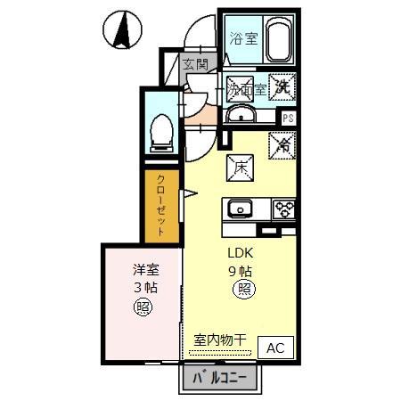 ヴィヨレ・パルク(1LDK/1階)の間取り写真