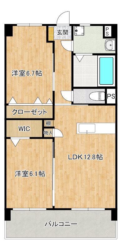 コンフォート筑紫(2LDK/6階)の間取り写真