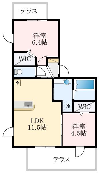 ファミリア金剛(2LDK/1階)の間取り写真