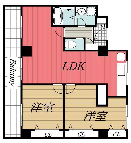 フェリス辰巳台(2LDK/3階)の間取り写真