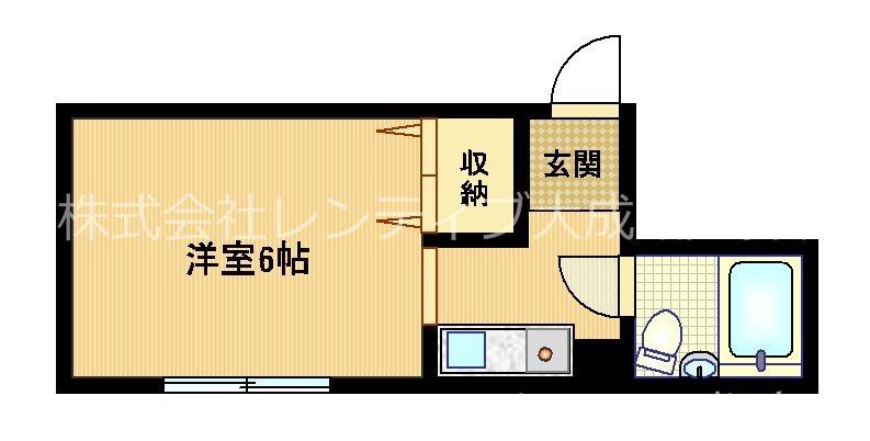 バイエル都島(1K/4階)の間取り写真