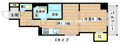 ART MIYATA(1DK/4階)の間取り写真