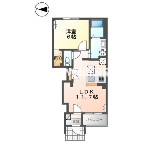 ウィステリアV(1LDK/1階)の間取り写真