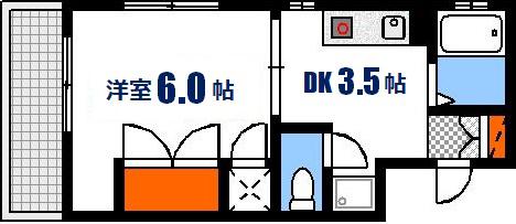 的場ハイツ(1K/3階)の間取り写真