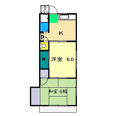 ハイツ栄(2K/1階)の間取り写真