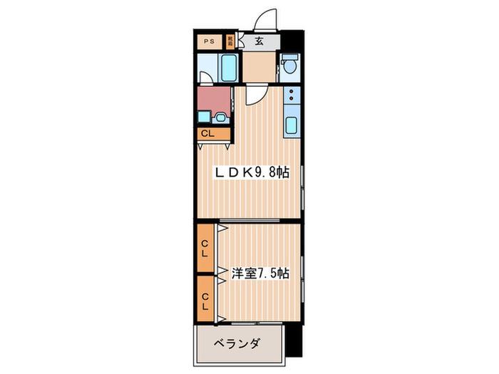 エリーな横川II(1LDK/8階)の間取り写真
