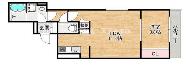 カーサルミノサ王子町(1LDK/2階)の間取り写真