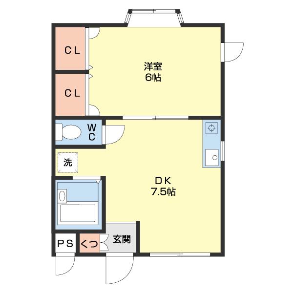 前嶋マンション(1DK/1階)の間取り写真