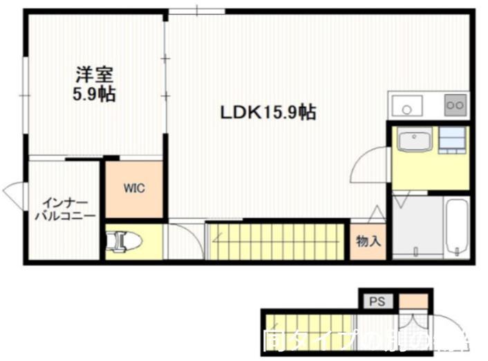 ボン・クレー和木(1SLDK/2階)の間取り写真