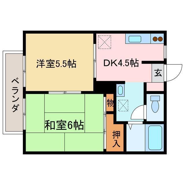 シャインハイム八雲(2DK/2階)の間取り写真