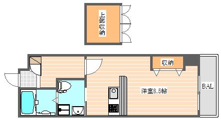 NO.67 BENEFIT 21 博多(1K/2階)の間取り写真