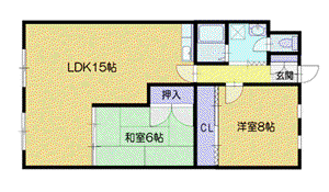 クリスタルヒルズ(2LDK/2階)の間取り写真