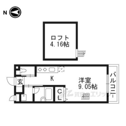 K・Rハイツ(ワンルーム/1階)の間取り写真
