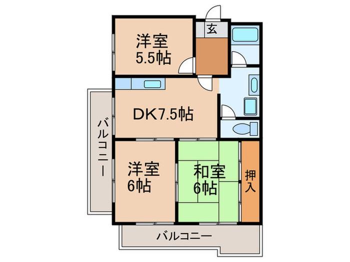 シェモア(3DK/3階)の間取り写真