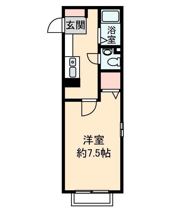 ミニヨン(1K/1階)の間取り写真