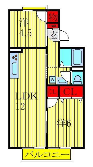 ピュアパレス(2LDK/1階)の間取り写真