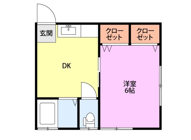コーポ西千手(1DK/2階)の間取り写真