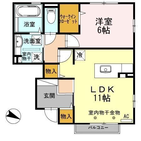 ロザージュK(1LDK/1階)の間取り写真