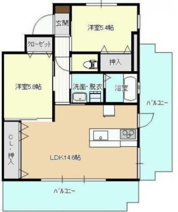 J.FEEL高千穂通(2LDK/4階)の間取り写真