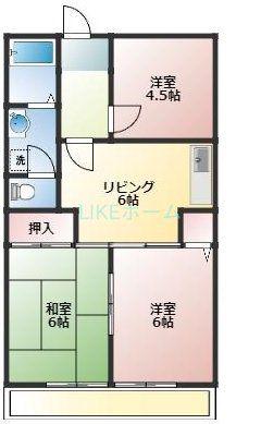 西船グリーンマンション(3DK/2階)の間取り写真