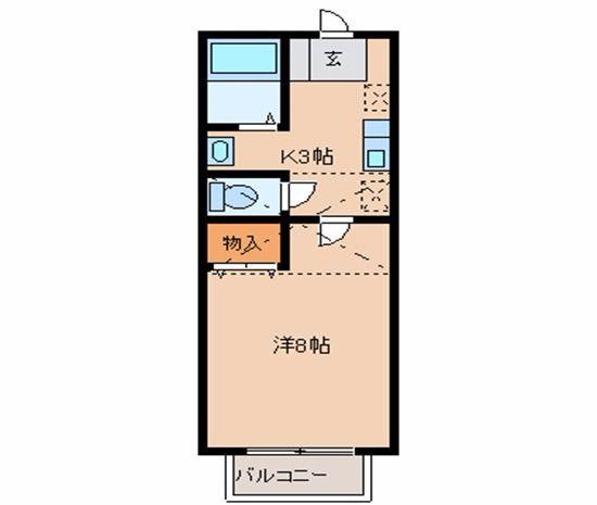 アヴァンセ高砂(1K/2階)の間取り写真
