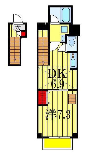 コンフォース(1DK/2階)の間取り写真