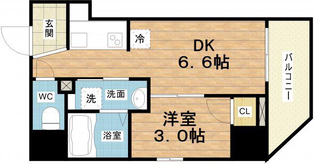 イルリッシュ西中島(1DK/3階)の間取り写真