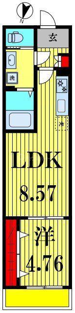 TKP北小金I(1LDK/1階)の間取り写真