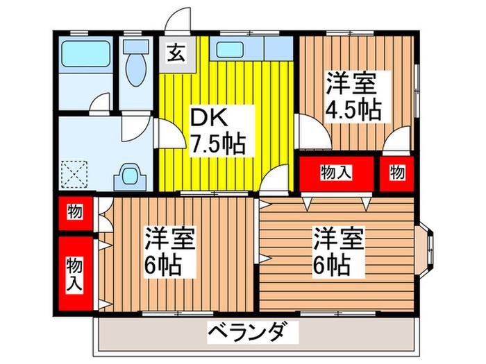 戸張住設ビル(3DK/3階)の間取り写真