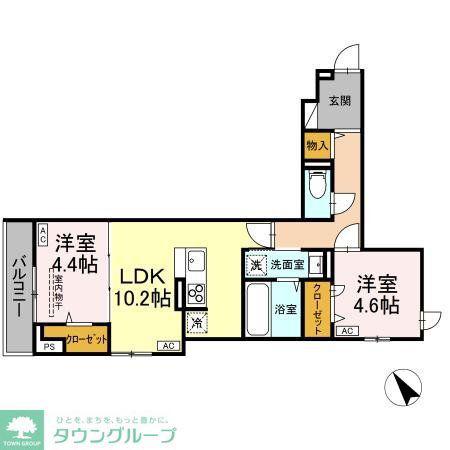 D-ROOM松木B(2LDK/2階)の間取り写真