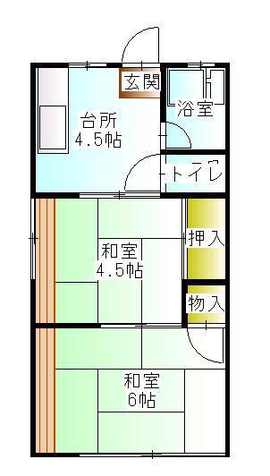 石川ハイム(2K/2階)の間取り写真