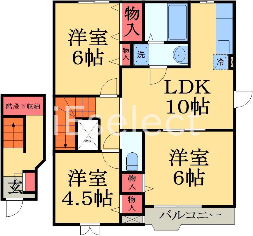 レジデンス・リーブラE(3LDK/2階)の間取り写真