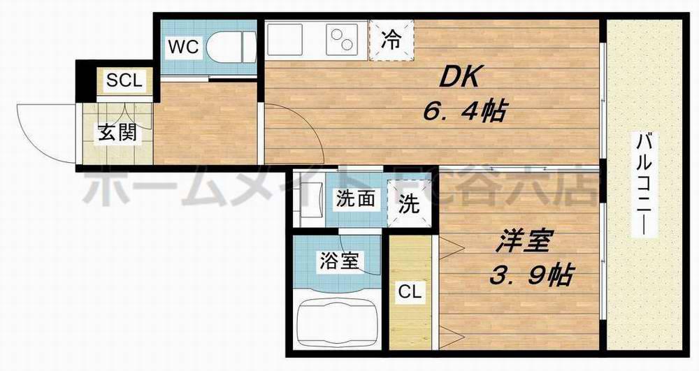 スプランディッド安土町(1DK/10階)の間取り写真