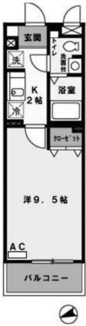 コスモアージュ(1K/2階)の間取り写真