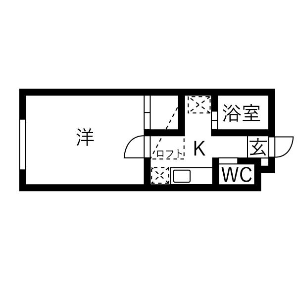 ロイヤルハイツ小松島(1K/1階)の間取り写真