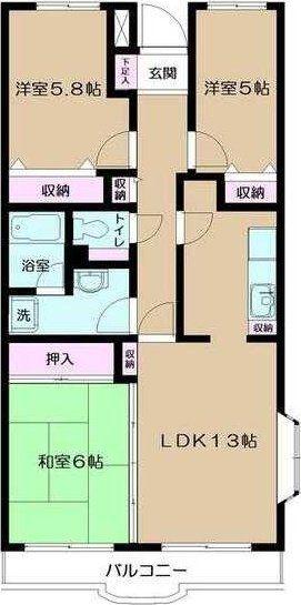 イーストパーク胡録台(3LDK/3階)の間取り写真
