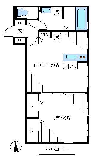 フラッツ中野(1LDK/1階)の間取り写真
