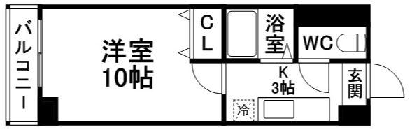 31Gプロジェクト天神(1K/8階)の間取り写真