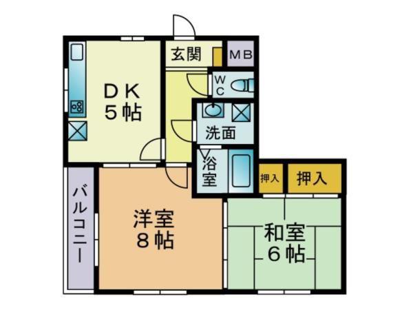 オータムビレッジI(2DK/3階)の間取り写真
