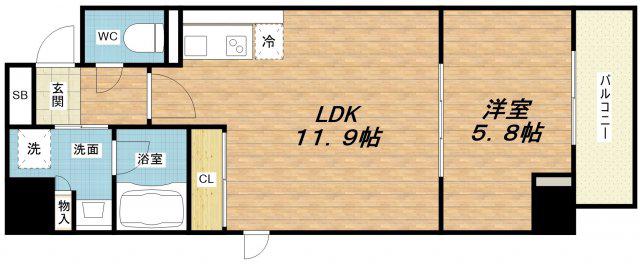 RESIDENCE TRESOR DIEU(1LDK/6階)の間取り写真