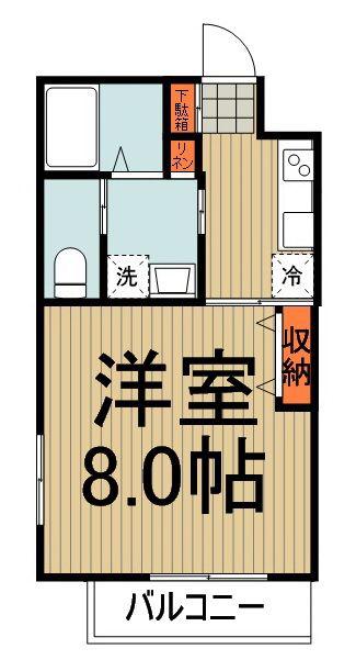 シャトーライフ相模原V(1K/3階)の間取り写真