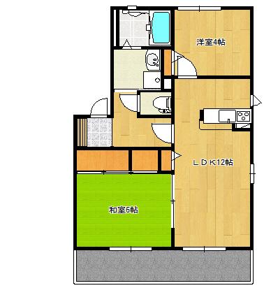 ヴェルディ高須II(2LDK/1階)の間取り写真