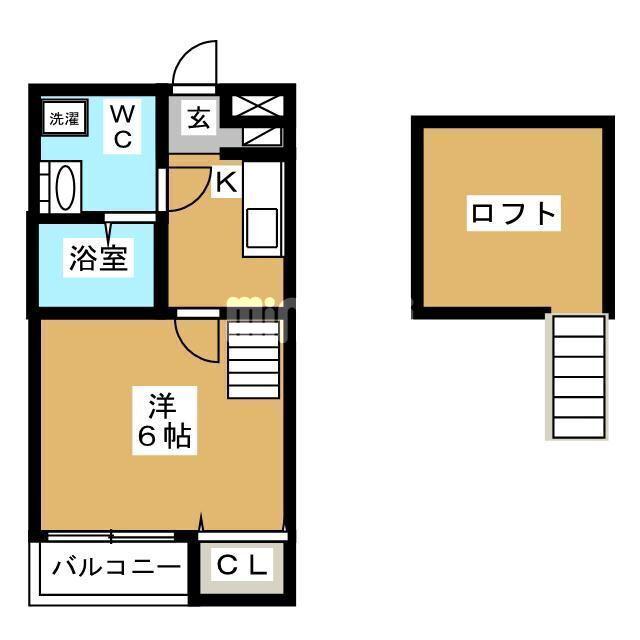 VIVACE前原(1K/1階)の間取り写真